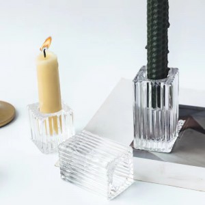 Dekorativ kloer Pilier Käerzestänner lucite Clear Glass Tealight Cuboid Käerzenterhalter