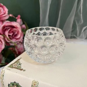 European Style Vertical Stripes Clear Glass Candle Holder