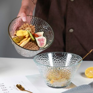Clear Glass Bowls Glass Desè Bowls pou sereyal goute pouding