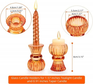 Glass Candle Holders Taper Candlestick Holders Decorative Candle Stand Tables Centerpieces Decor