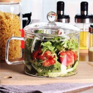 Mini Sized Glass Pasta Noodles Bowl with Lid and Handle
