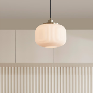 OEM форма на фенер, ръчно изработен издухан опалово бял абажур за стенна лампа