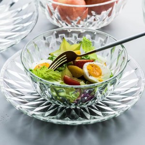 Kualitas Tinggi Eropa Transparan Glassware Plate Dish Circular Kaca Piring Makanan