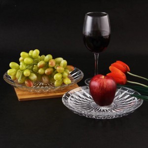 High Quality European Transparent Glassware Plate Dish Circular Glass Food Plate