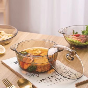 High Soda-lime glass binaural high temperature stirring convenient amber fruit glass bowl