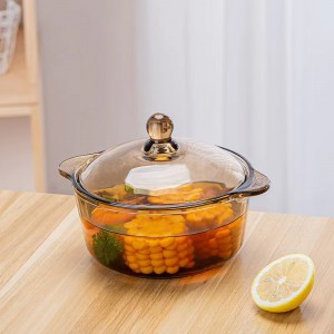 High Soda-lime glass binaural high temperature stirring convenient amber fruit glass bowl
