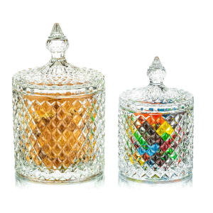 Zuhause dekorative Bonbongläser Glas Kristall Bonbongläser Glas Aufbewahrungsbox Luxus