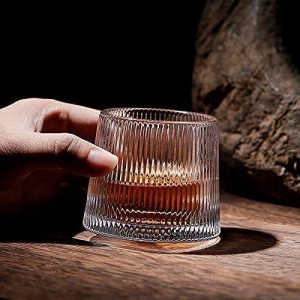 Гореща продажба Въртяща се стъклена чаша за уиски чаша за уиски за бар стъклено парти Персонализирана кристална чаша за уиски