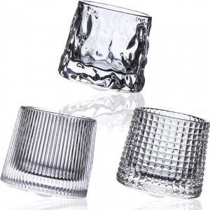 Vas de whisky giratori de vidre de vidre de venda calenta per a festes de vidre de bar, vidre de whisky de cristall personalitzat