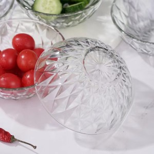 រចនាប័ទ្មជប៉ុនរាងជារង្វង់ Iceberg Glass Bowl Transparent Salad Fruit Bowl