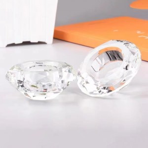 Kemewahan Transparan Kosong Kaca Crystal Candle Holders Diamond Shape