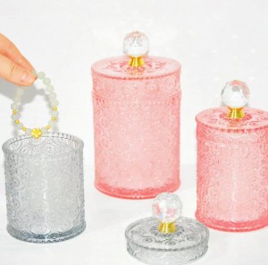 Luxury cylinder glass candle jar or glass ja with lids for wholesale