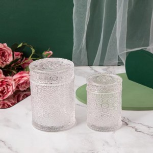 Luxury cylinder glass candle jar or glass ja with lids for wholesale