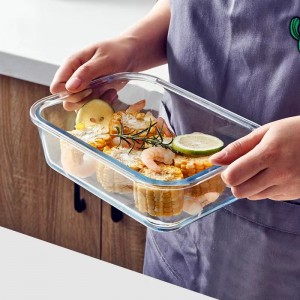 Obdélníková skleněná nádoba na potraviny v minimalistickém stylu Krabice na potraviny