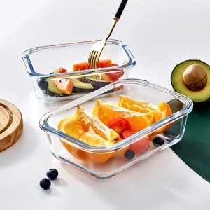 Правоъгълен стъклен контейнер за храна в минималистичен стил Кутия за съхранение на храна