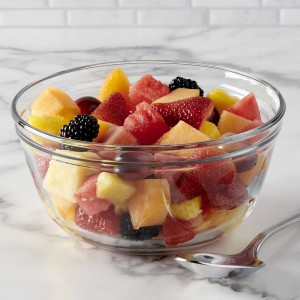 Personlig cirkulær stor glasskål i fødevarekvalitet gennemsigtig frugtsalat glasskål