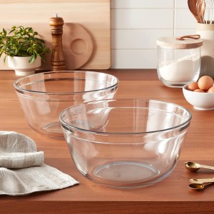 Personalized Circular Large Food Grade Glass Bowl Transparent Fruit Salad Glass Bowl