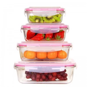 Rectangle food storage containers spices organiser custom glass container