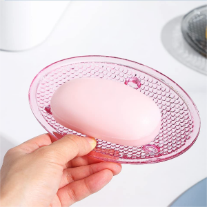 Round Glass Soap Dish Bar Sesepa Sets'oere Seponche bakeng sa Bathroom Shower Countertop