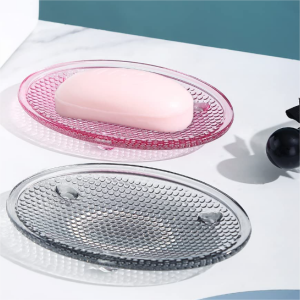 Round Glass Soap Dish Bar Soap Sponge Holder para sa Shower Countertop sa Banyo