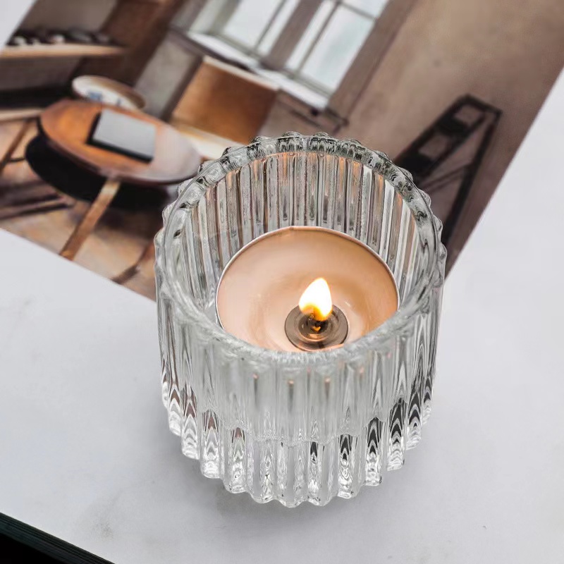 Striped Glass Tea Light Candle Holder Used For Wedding Party Dinner, Wedding, Birthday And Home Decor04