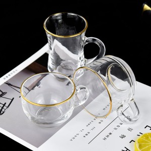Skleněné šálky na čaj/espresso v tureckém stylu s uchy
