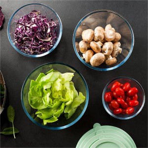 Unike Embossed Glass Food Bowl Crystal Glass Fruit Bowl Salad Bowl