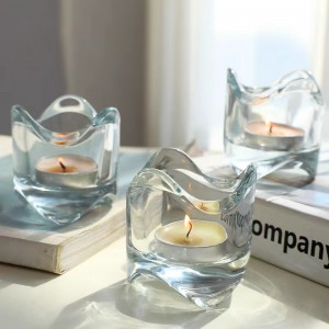 ვინტაჟური მაგიდა მცირე ზომის ჩაის შუშის სანთლის ქილები სანთლის დამჭერი ჭიქის დეკორაცია