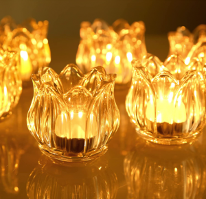 Candelabros de cristal transparente para decoración de bodas, candelabros de cristal transparente con forma de tulipán