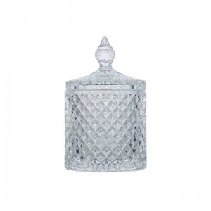 Grousshandel kloer Glas Candy Jar Crystal Liewensmëttel Container mat Deckel Stockage