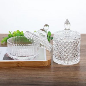 Wholesale Clear Glass Candy Jar Crystal Food Container With Lid Storage