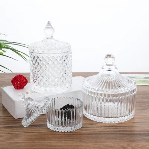 Firoşxaneya Clear Glass Candy Jar Crystal Food Container With Lid Storage