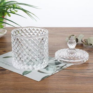 Grousshandel kloer Glas Candy Jar Crystal Liewensmëttel Container mat Deckel Stockage