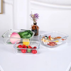 کاسه شیشه ای ظروف شیشه ای نوشابه-آهک بنتو باکس محفظه نگهداری آشپزخانه بدون هوا