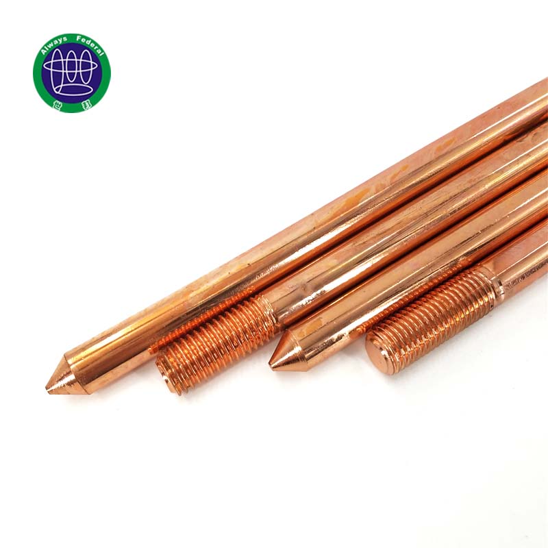 Copper bonded one-sided threaded ground rod