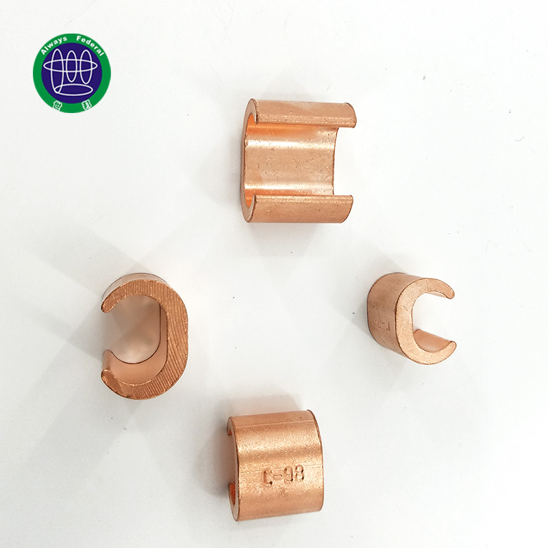 Copper c-clamp of ground wire terminal