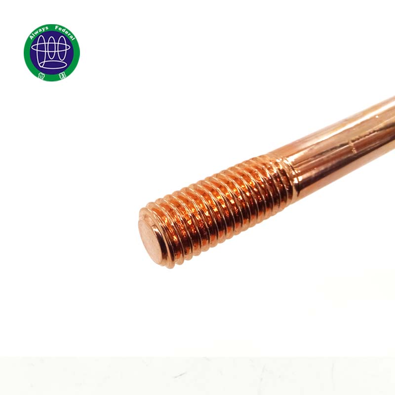 Electrical pure Threaded Copper Bonded Earth Rod for Earth System