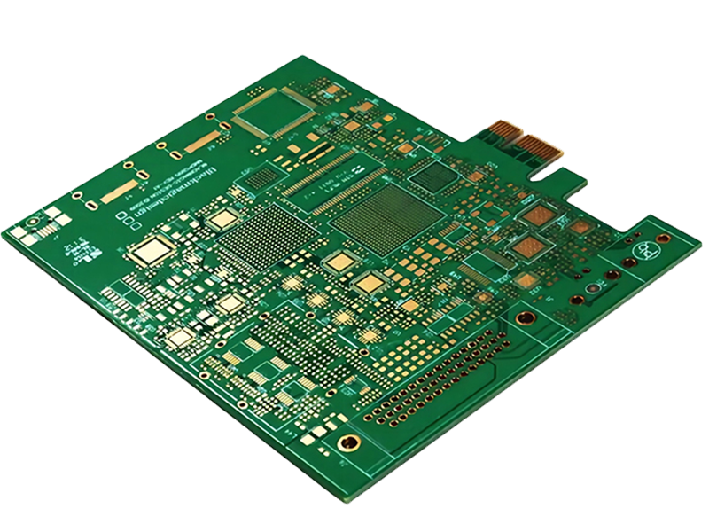 What is the appearance and composition of the printed circuit board?