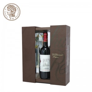 PU Leather Wine Bottle Gift Box With Golden Embossed Text / Rigid White Wine Box