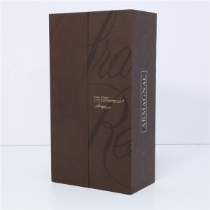 PU Leather Wine Bottle Gift Box With Golden Embossed Text / Rigid White Wine Box