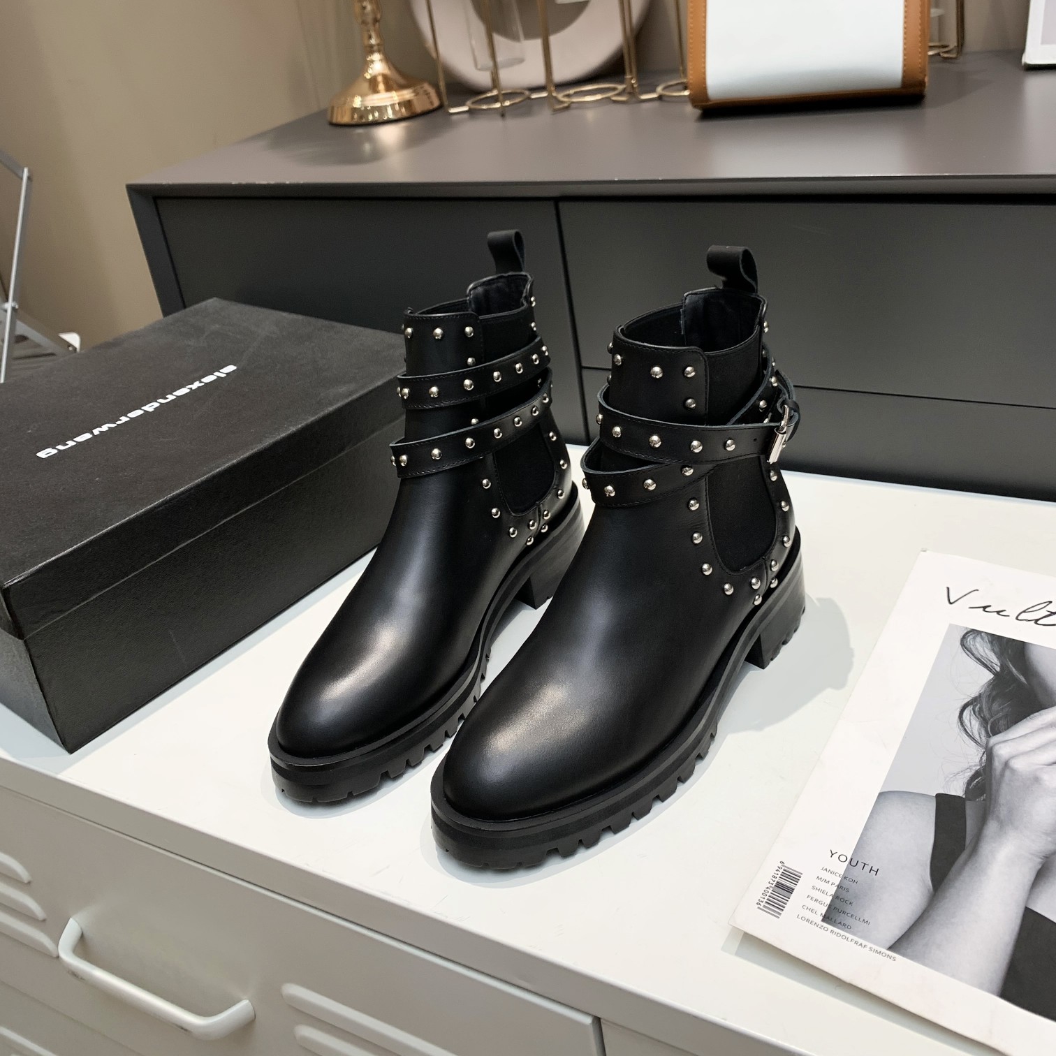 AlexanderWang מותג יוקרה מפורסם של שבוע האופנה של מילאנו נעלי מותג נשים ונעלי מעצבים מזויפות גם נעלי עקב