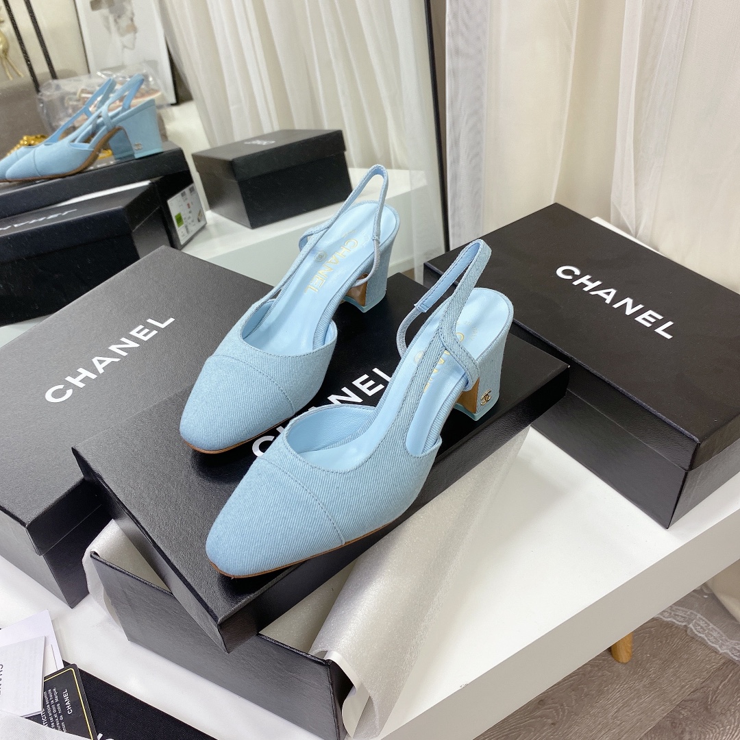 Chanel thick heel series chunk heel Chanel