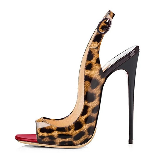 „Leopard Peep Toe“ ploni aukštakulniai sandalai