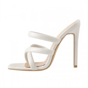 Factory Supply Esprit Sandals -
 White Square Toe Matte High Heels Sandals – Xinzi Rain