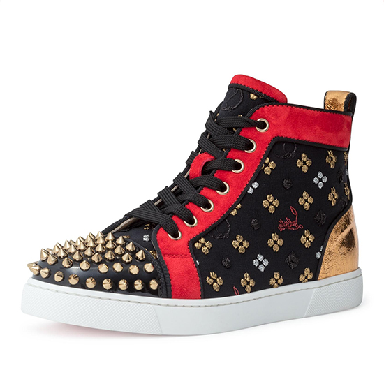 CHRISTIAN LOUBOUTIN high-top gold Spike Sneakers In Black