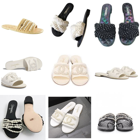 Chanel pearl flat slippers series የታዋቂው የምርት ስም ዲዛይነር Chanel flats ስሊፐር