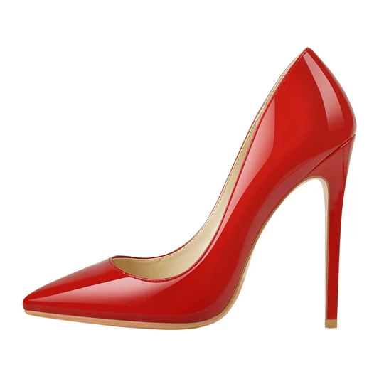 Sepatu Hak Tinggi Kustom Ujung Runcing Merah Slip Pada Sepatu Hak Tinggi