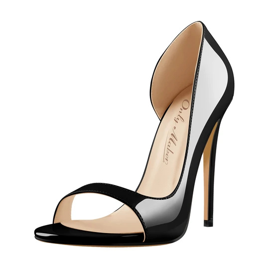 Big Discount Ladies Flats -
 Black Open Toe Side Cut Stiletto High Heel Sandals – Xinzi Rain