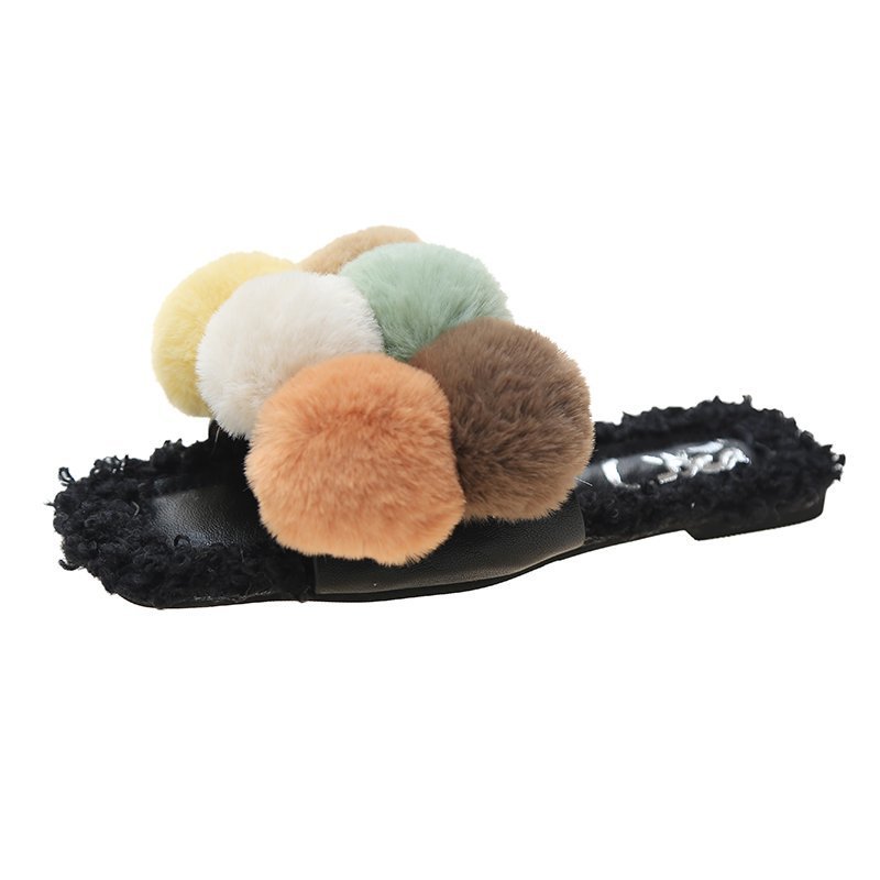 Well-designed Ladies Casual Slip On Shoes -
 Colored fur ball flat slippers – Xinzi Rain