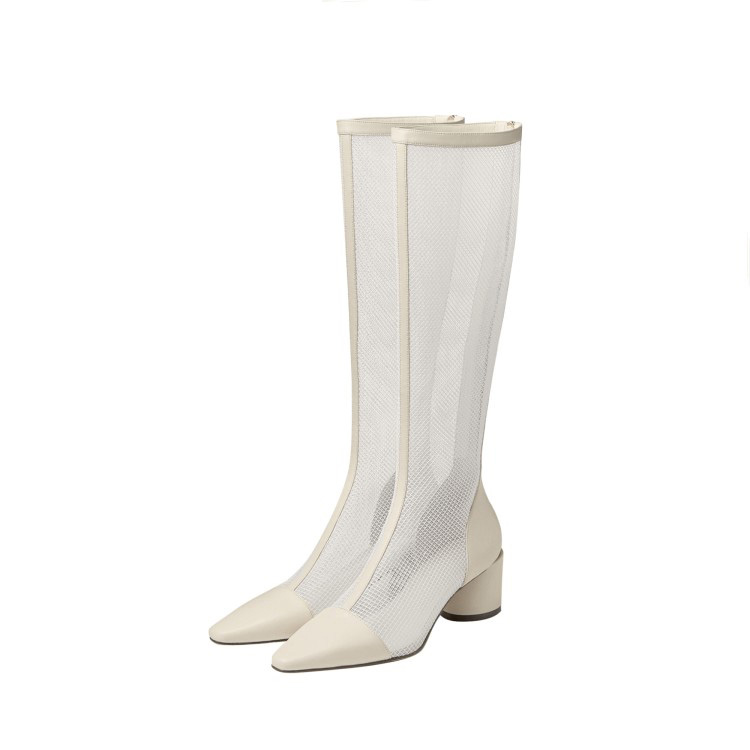 Spring summer knee high long boots mesh boots-woman for women with heels